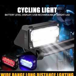 Bright rechargeable headlight white red blue lights bike e-bikes motorcycle scooter new