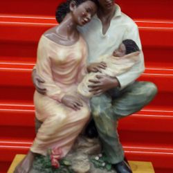 Rendition Of Ecila Alice Heath Austin Sculpture African American Family New Parents Art Decor