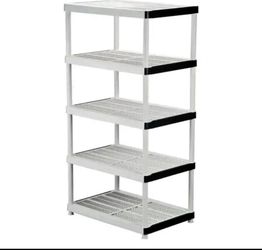 HDX 5-Tier Easy Assembly Multi-purpose Plastic Garage Storage Shelving Unit in Gray (36 in. W x 72 in. H x 24 in. D)