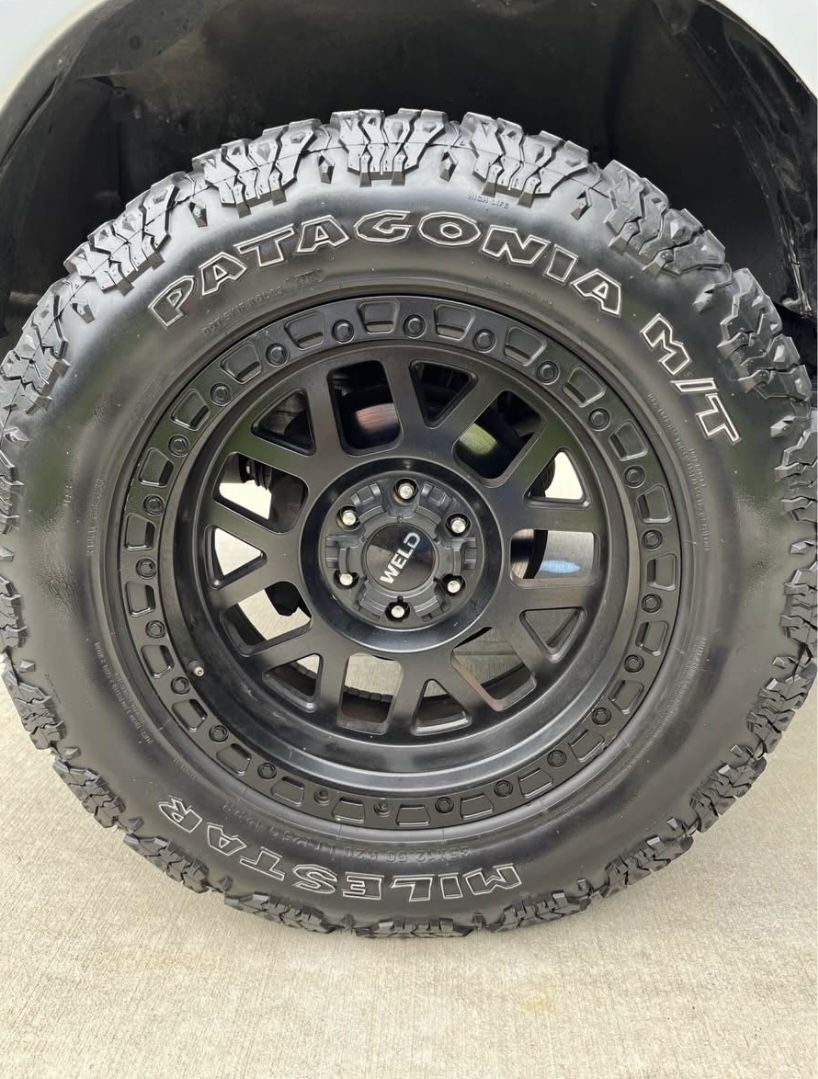 WELD 20x10 6 bolt wheels with 35x12.5 Milestar Patagonia MT’s