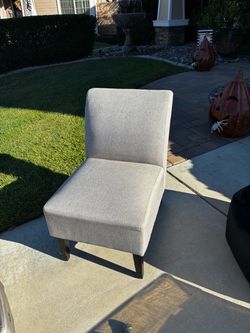 Armless Accent Chair Light Gray Fabric