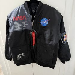Oversized NASA Print Bomber Jacket