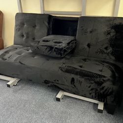 Black Soft Fabric Futon 