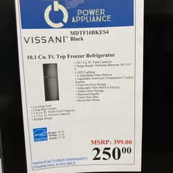 VISSANI™ Black 10.1 Cu. Ft. Top Freezer Refrigerator