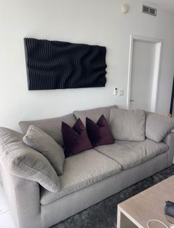 Modern Light Gray Sofa + Coffee Table + CB2 Rug – Excellent Condition