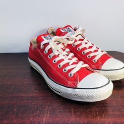 Converse Sz 9 Man Low Top Chuck Taylor All Star OX Red Shoes Sneakers Woman 11