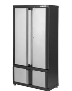 Kobalt 36 in W x 72 in H x 18.5 D Freestanding Steel Garage Cabinet in Silver. New Scratch and Dent
