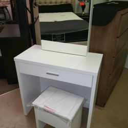 Vanity sliding mirror and storage stool $50 down
