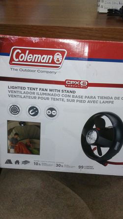 Lighted tent fan with stand