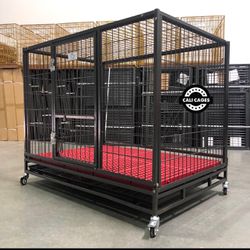 Dog Cage Kennel Size 43” Hd With Plastic / Metal Grid Trays And Wheels New In Box 📦 