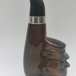 Vintage Collectible Avon Brown Glass Leprechaun Pipe Dream Aftershave Bottle