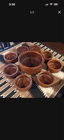 Teek wooden bowl set of 9
