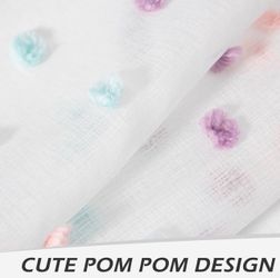 HOME Rainbow Pom Pom Sheer Curtains for Kids Room 84 Inches ONE Panel Only  for Nursery Girls Bedroom, Light Filtering, Semi Sheer for Living Room, Ro
