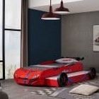 WHITE TWIN SIZE RACE CAR BED TRUNDLE CAMA CARRO