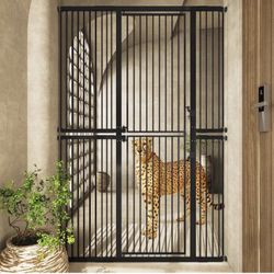 74.8" Extra Tall Pet Gate for Cats，29.5"-51.6" Extra Wide Cat Gate,Pressure Mounted Easy Walk Through Pet Gate with Door