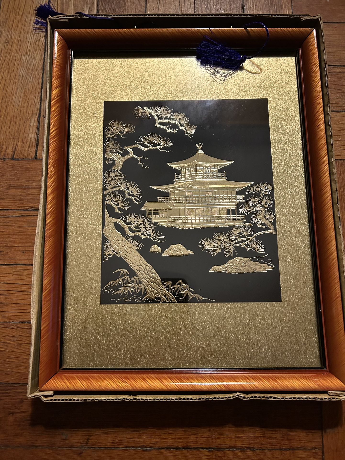 Framed Japanese Golden Temple Art