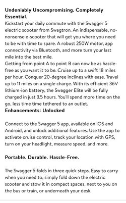 USED Swagtron Swagger 5 Electric Scooter for Sale in California City CA OfferUp