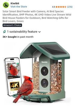 NEW KIWIBIT SOLAR SMART BIRD FEEDER WITH CAMERA