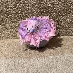 Bird clip on Christmas ornament Pink & Purple 5” long Faux Feathers