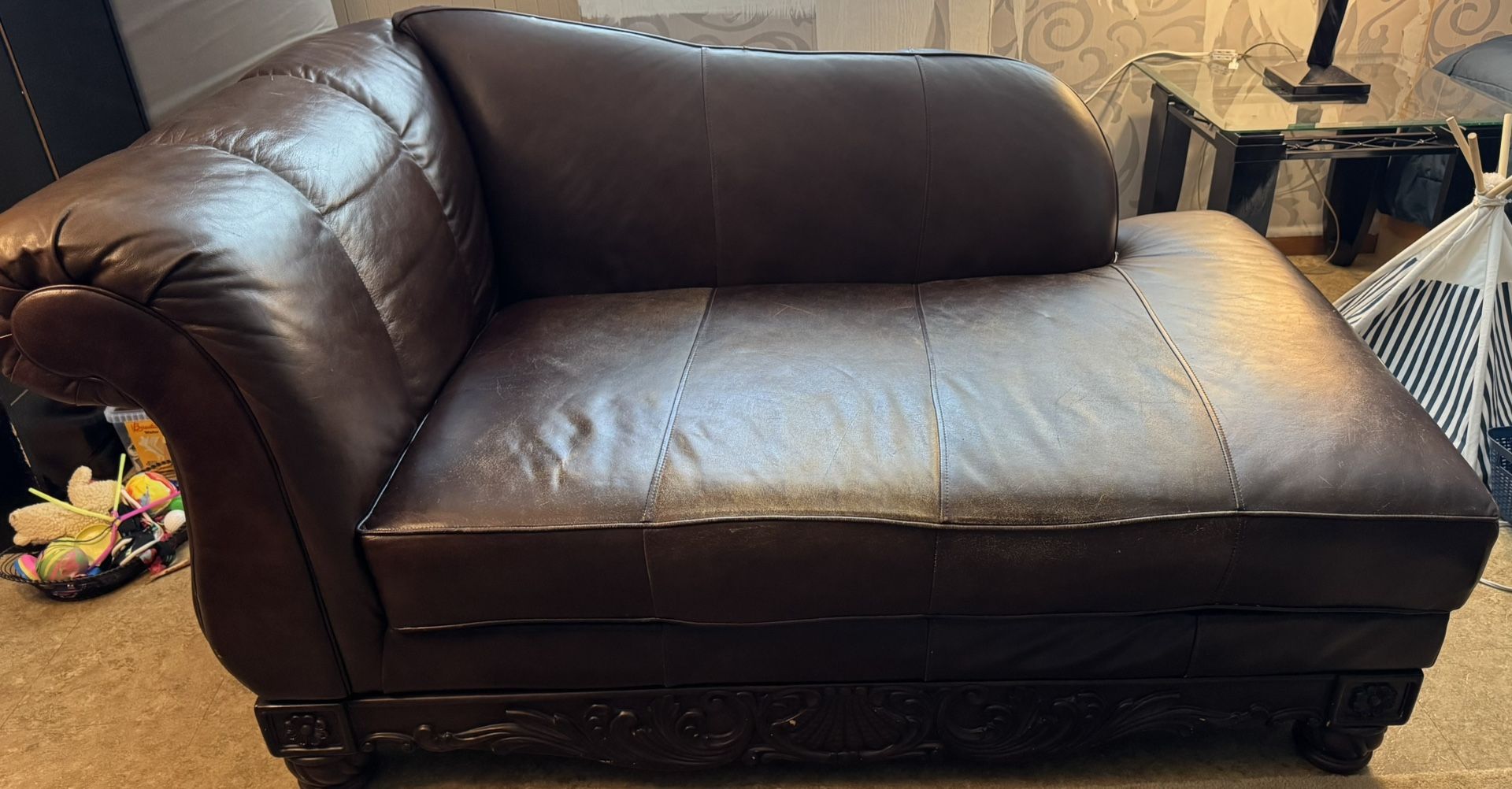 Leather chaise lounge