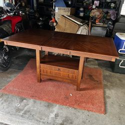 Vintage - Mission Oak Style Trellis With Hide Away Extension Leaf - Amish Style