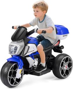 6V Kids Electric Motorcycle, 3 Wheels Ride on Motorbike for Boys Girls Ages 3-8, Connect with Phone, Electric Toy Motor with Headlight, Horn, Music, M