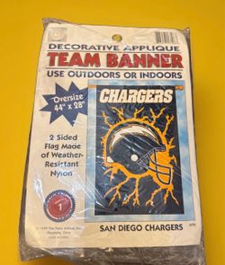 Vintage Chargers Embroidered Helmet Logo Flag Banner Big 44"x27"