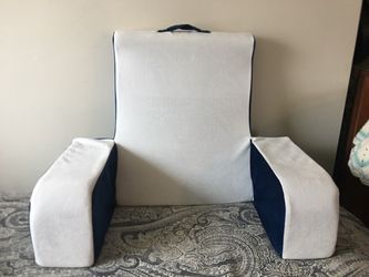 Like New Blue and White Reading Pillow with Armrests - Used Once  - 16.5” x 10.25” x 19”
