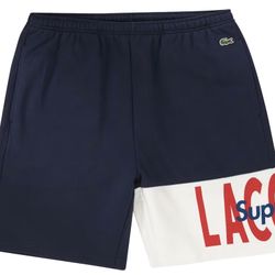 Supreme FW19 Lacoste Logo Panel Navy Sweatshirt Shorts Size L