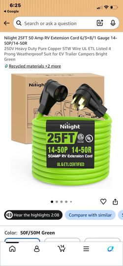 4 prong 50 amp 25’ cord
