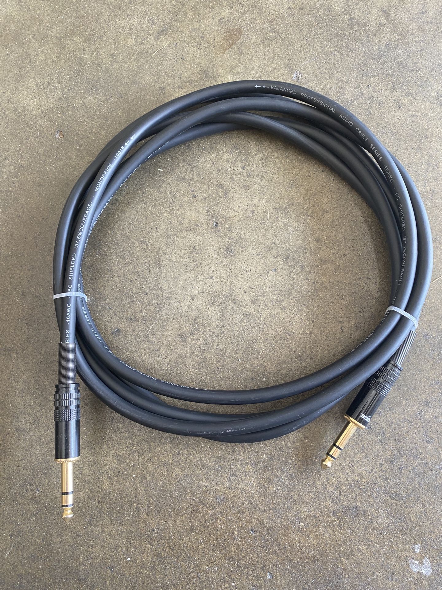 Monster balanced cable 1/4” TRS to 1/4” TRS 10