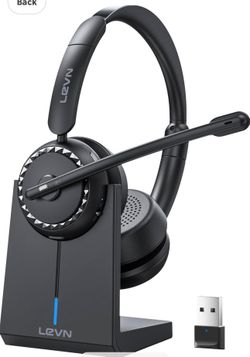 Wireless Headset, Wireless Headset with Mic for Work, AI Noise Cancelling, 65 Hrs Working Time, Bluetooth Headphones with Microphone from Computer/Cal