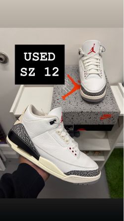 USED Air Jordan 3 white cement SZ 12