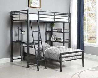 Twin Workstation Loft Bed with Twin Bed Below ONLY $399! SALE!