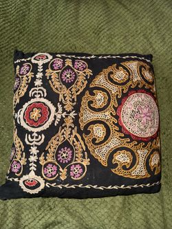 Black deco pillow with fancy  embroidery designs