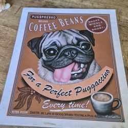 Retro  Pets "Pug Expresso Coffee Beans" Print Krista Brooks Pug Print