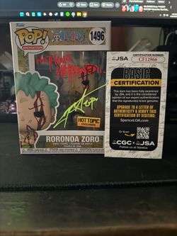 Funko pop! Roronoa Zoro one piece 1496 mint auto (error glow)