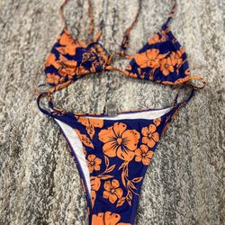 blue & orange bikini set