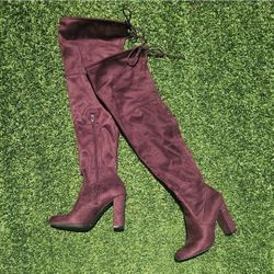 Over The Knee Burgundy Boots, Size 10