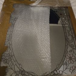 Vintage Stained Glass Mirror 