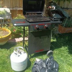 Megamaster BBQ Grill with Propane Tank on Wheels w Cover 41" x 14" x 42" tall