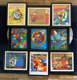 9 Mario and Nintendo Game Room/Game Store Pictures in Frames (3 Lenticular)