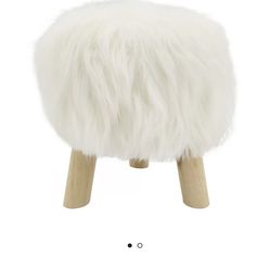 White Vanity Fury Stool