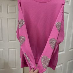 Women’s pink heart long sleeve sweater