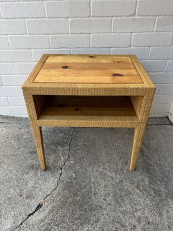 Woven Rattan Pine Side Table