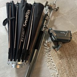 Small Rig RA-D85 Soft Box Diffuser And RC120B Bi-Color Cob Video Light Full Set Up With Light, Diffuser And C Stand With Boom Arm