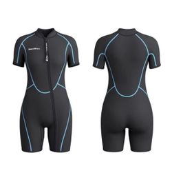 Seaskin Mens 3mm Shorty Wetsuit Womens, Full Body Diving Suit Front Zip Wetsuit for Diving Snorkeling Kayaking Swimming •SMALL•Regular List $58.99