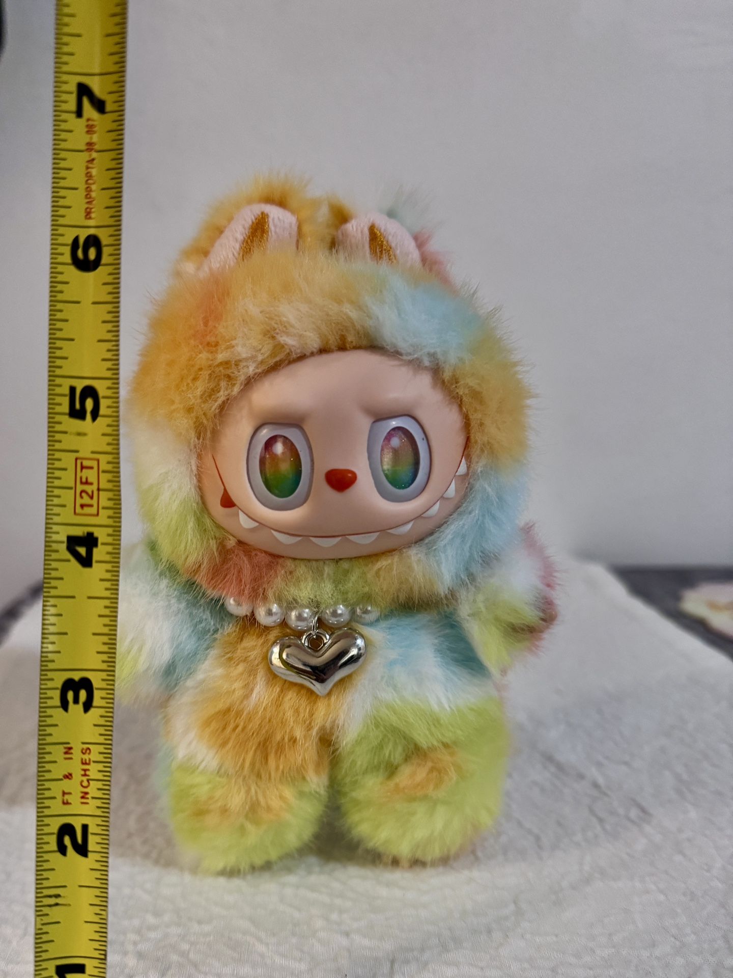 Small Rock the Universe with Heart Necklace Rainbow Plush