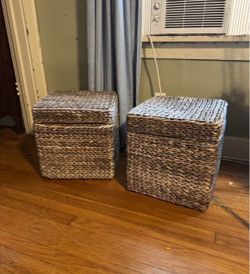 RATTAN STORAGE STOOLS
