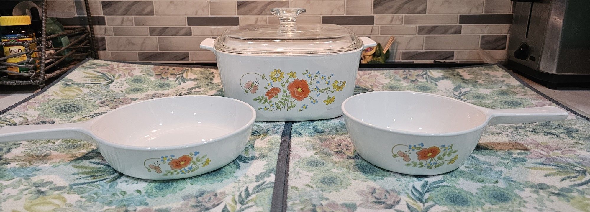 Vintage Corningware Wild Flower Lot